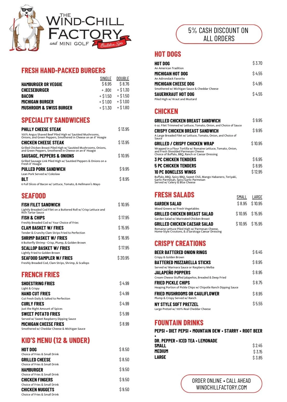 Food & Ice Cream Menu-1 Ballston Spa — Wind Chill Factory